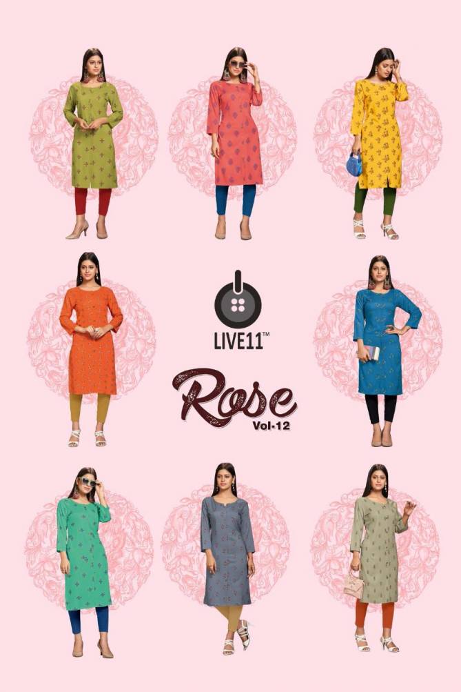 Rose 12 Latest Printed Regular Wear Rayon Designer Kurtis Collection
